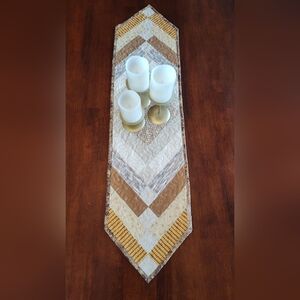 Golden Glow! NEW HANDMADE Quilted Table Runner -  12" X 46"